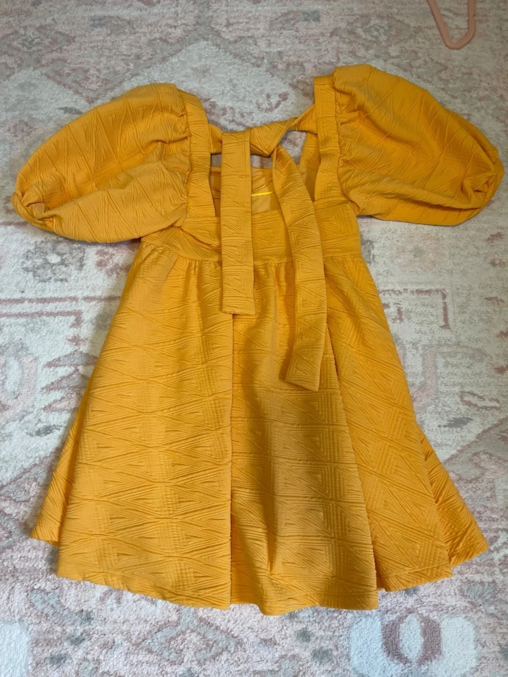 Free People Orange Puff Sleeve Babydoll Dress